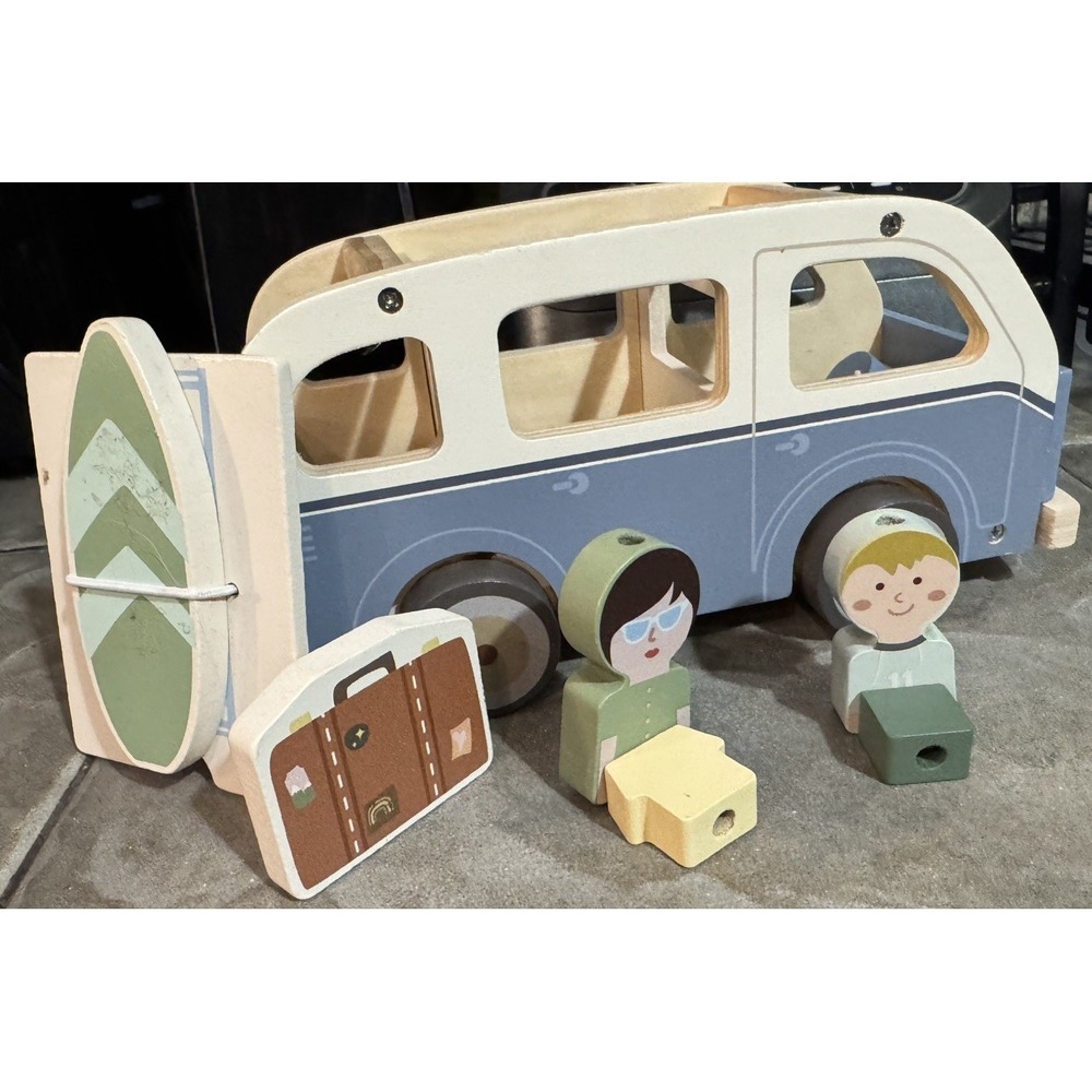 Bee Happy Wooden Surfing RV Camper Van Playset Figures ALDI 2024 HTF 6 Piece Set